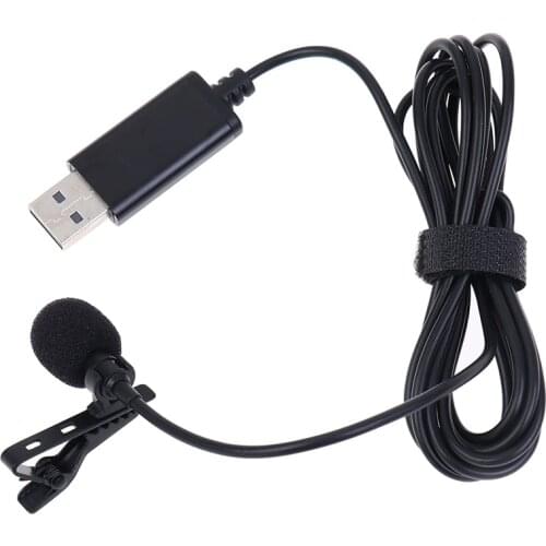 Portable USB Mini Microphone 2m Lapel Lavalier Mic Clip-on Buttonhole Microphone