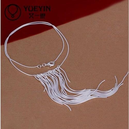 Silver plated pendant necklaces for women silver plated chain jewelry N026 collana Vintage bulk sale