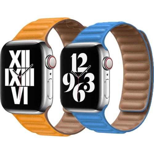 1:1 Original Leather Link For Apple watch band 40mm 44mm 42mm 38mm 42mm Magnetic correa bracelet iWatch strap series 6 se 5 4 3