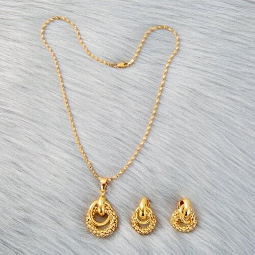 Saudi Arabia sets Necklace Earrings Gold Color African Party Jewellery Arab Bride Gift Wedding Ethiopian Jewelry set