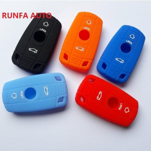 Silicon Fit For BMW 1 3 5 6 7 Series E90 E91 E92 E60 X1 X5 X6 Z4 Smart fob 3 Button Key Cover Case