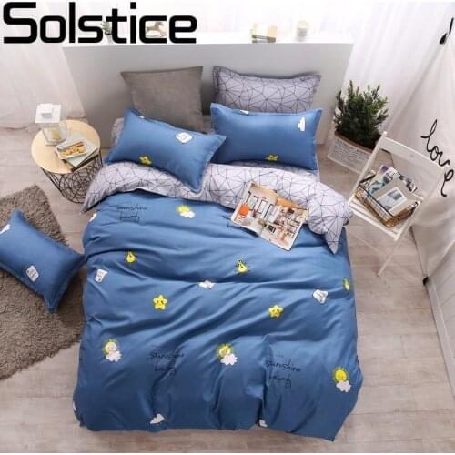 Solstice Textile Pastoral Flower Cartoon Style Bedding Set Bed Cover Bed Linen Bed Sheet Duvet Cover Pillowcase 4pcs Combination