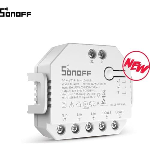 SONOFF DUALR3 Smart Motorized Electric Curtain Roller BlindShutters Window Shades Switch Module Automatic Siri Voice Remote