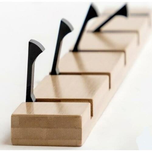 Modern Wall Floating Coat Hook Rack Space-Saving Coat Hanger Coats Hats Scarves Key Wooden Wall Mounted Folding Rack