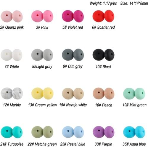 Sunrony 14mm 100pc Abacus Silicone Bead Necklace Infant Teether BPA FREE Saucer Loose Beads For DIY Jewelry Making Pacifier Clip