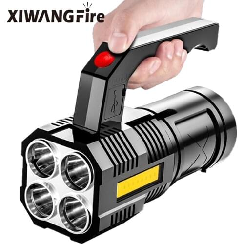 4 LED Super Bright Portable Lamp Rechargeable Flashlight 4 Mode Cob Light Suitable for Outdoor Camping Flash Light lantern