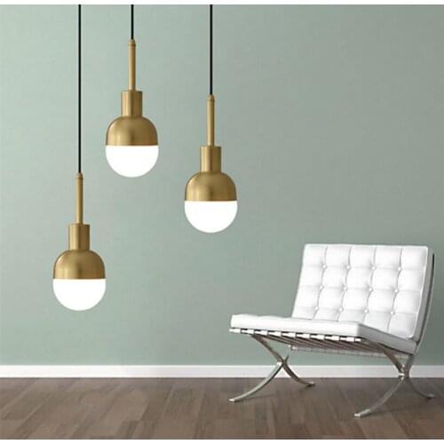 LED Copper Creative Lights Bar coffee shop Simple Spotlight Scandinavian Creative Personality Black Bedroom Small Candelier Gold