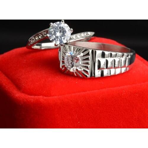 Titanium Steel Prong Setting AAAAA Cubic Zirconia Wedding Rings For Men Women Vintage Engagement Ring Party Jewelry Factory