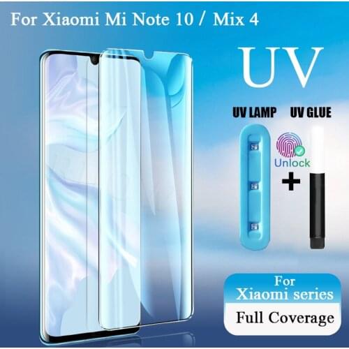 UV Full Cover Tempered Glass For Xiaomi Mi Mix 4 Note 10 Lite 10 11 Pro Ultra Mix4 Screen Protector Protective Film