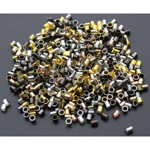 500pcs Silver Gold Copper Tube Crimp Beads End Stopper Spacer Beads For Jewelry Making Findings DIY Accessories Supplies