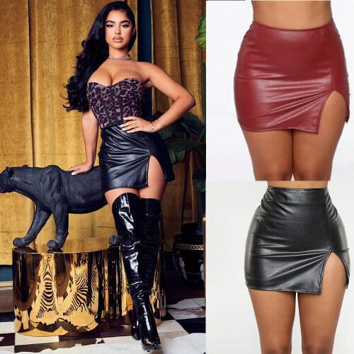 High waist PU leather skirts with Belt lady trendy Solid color Midi Skirt Wrap Autumn Winter Women Slim Office Pencil skirt