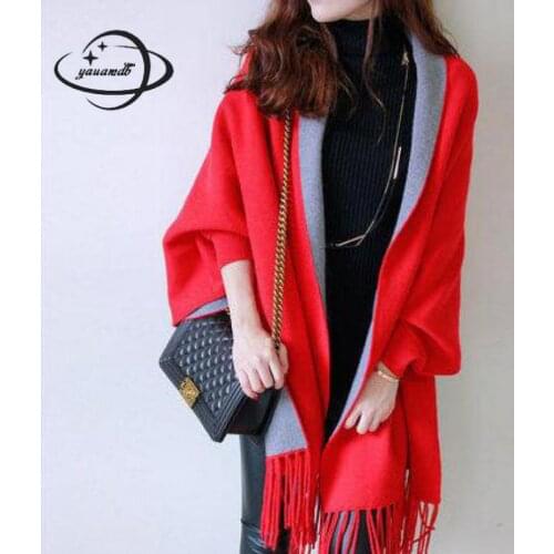 Women capes coat winter 210*70 cm female Ponchos jacket clothing open stitch solid color casual fashoin outerwear clothes Y64