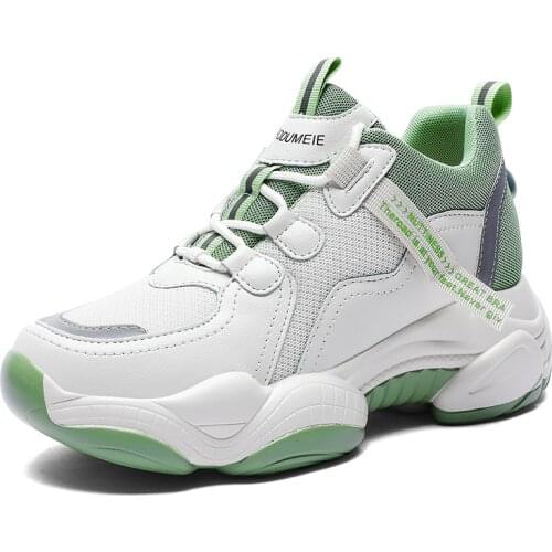 Women Platform Sneakers Rubber Leather High Heels Lace Up Shoes Pointed Toe Height Increasing Luxury Designer Walking Shoes