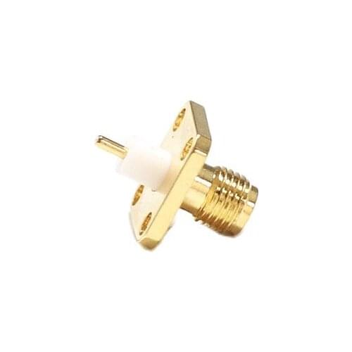 1pc SMA Female Jack RF Coax Connector 4-hole flange solder post Straight Insulator Long 4mm Goldplated NEW wholesale