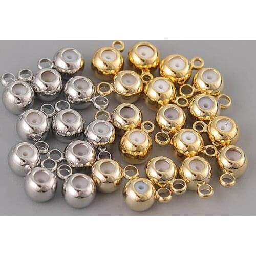 10pcs Round Gold-plated Copper Strap Hanging Glossy Round Bracelet Necklace Adjustment Bead Positioning Spacer Bead Wholesale