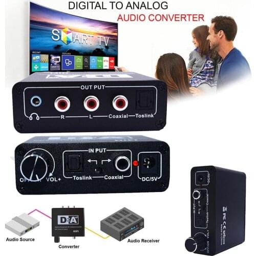 192KHz Optical Coaxial Digital to Analog Audio Converter Adapter Decoder DAC Amp 3.5mm Audio Adapter HiFi Stereo