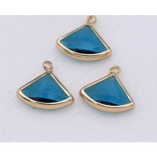 5PCS Gold Color Triangle Blue Crystal Charm Pendant Jewelry Making Bracelet Necklace DIY Earrings Accessories Craft