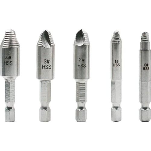 5pcs Damaged Screw Extractor Drill Bit Set Stripped Broken Screw Bolt Remover Extractor Easily Take Out Demolition Tools Kit