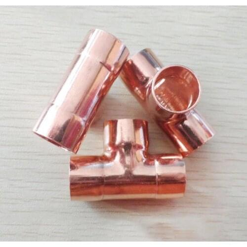 6.35mm 1/4" Inner Dia x0.8mm Thickness Copper Equal Tee Socket Weld End Feed Coupler Plumbing Fitting Water Gas Oil