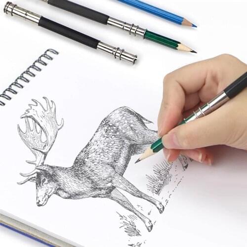 7pc Dual Head Adjustable Pencil Extender Sturdy Pencil Holder Lengthener Portable Pencil Extension Rod Artistic Drawing Supplies