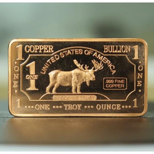 2021 Germany Antique Souvenirs Coin Original Coins Challenge Gold Euro 1 Oz Moose Bar .999 Fine Copper Bar