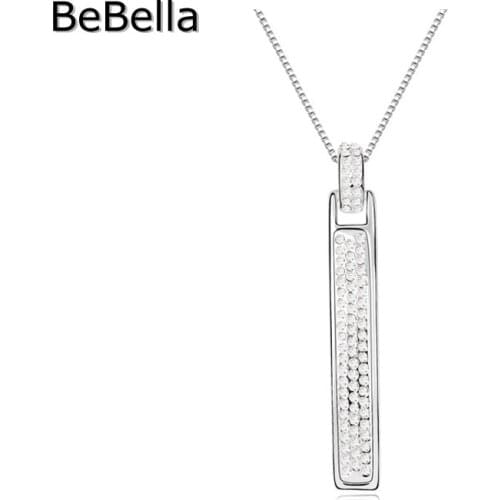 BeBella long crystal stick pendant necklace with Czech crystals fashion jewelry for women Girls Christmas birthday gift