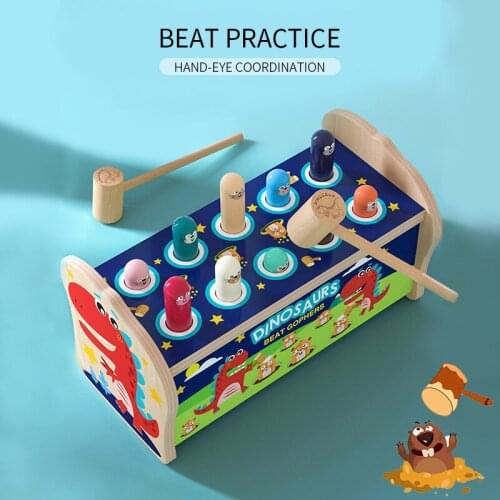 Large Hidden Mouse Wood Puzzle Toys Childrens Early Education Hitting Colloid Hand Eye Coordination, Brain Development