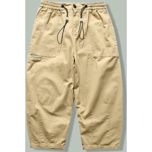 Hip Hop Elastic Waist Drawstring Cargo Pants Men Harajuku Streetwear Loose Casual Trousers 2021autumn Baggy Joggers Sports Pants