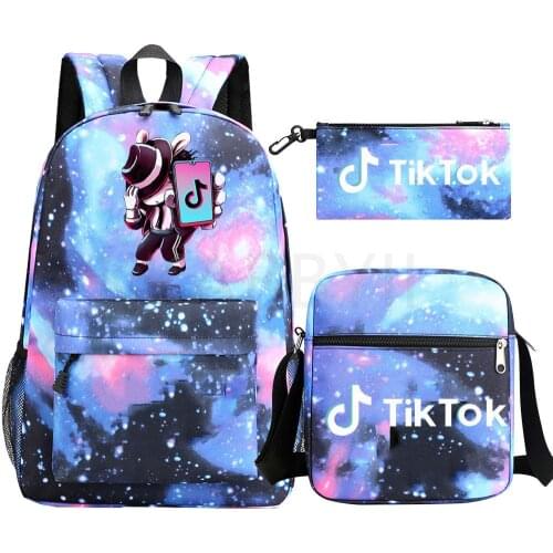 TIK TOK Children Backpack 3Pcs/Set School Bag For Girls Boys Students Laptop Backbag Teenage Casual Travel bag