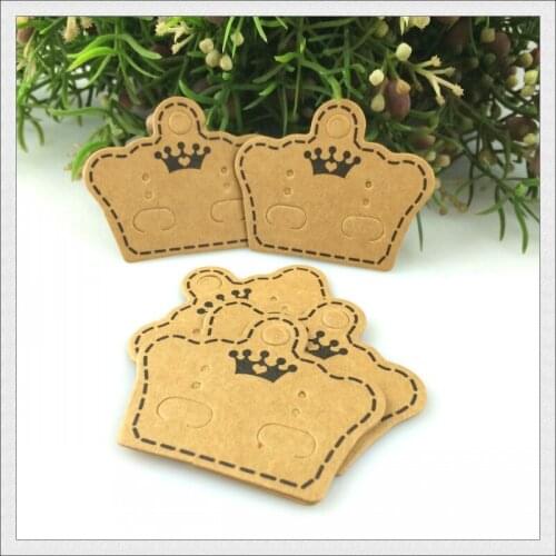 The Sole Custom Crown Earring Packaging Card ! 500pcs Brown Paper Jewelry Earrings Display Packaging Card Tag/Label