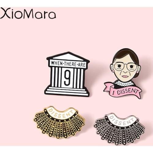 Supreme Court Enamel Pins Ginsburg Justice Brooches Lapel Badges Memorial Character Wholesale Pin Jewelry Gifts for Friend