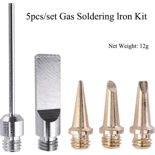 5pcs/set Gas Soldering lron Head Kit Electric Soldering Iron Set For Electronic Wire Welding PCB Soldering Repair Equipment Tool