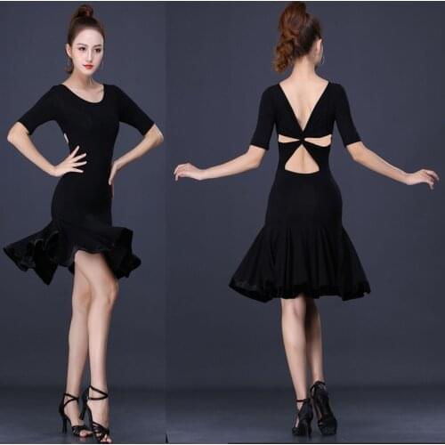 Sexy Latin Dance Costumes Backless Female Adult Summer Latin Dance Competition Dresses Modal Stage Nightclub Performance Wear