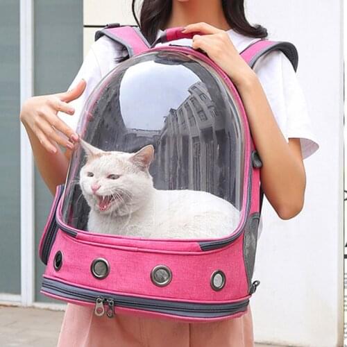 Pet Dog Cat Astronaut Backpack Transparent Space Capsule Breathable Outdoor Carrier Bag for Travel Hiking Walking