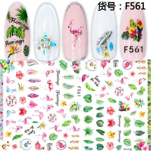 Summer Nail Self-adhesive Sticker Art Decorations Manicure DIY Nail Strips Wraps flamingo Cat Flowers Nails Gel Decals