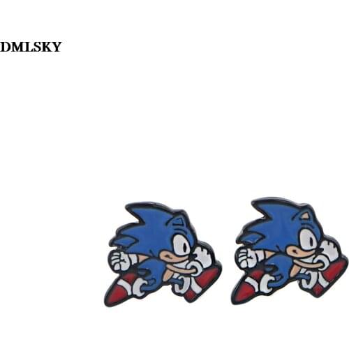 MD011 DMLSKY Cartoon Steel Pierce Ear Stud kids Earrings For Womens Enamel Earrings Party Jewelry Gifts