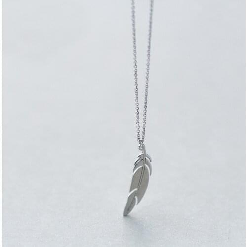 MloveAcc Authentic 925 Sterling Silver Feather Simple Fashion Vintage Pendant Necklace for Women Sterling Silver Jewelry