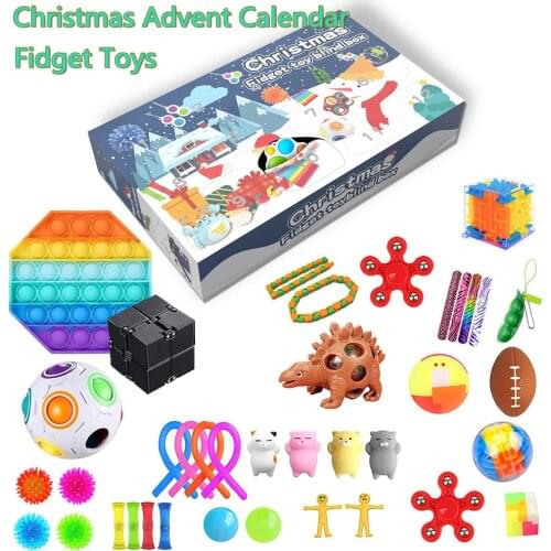 Fidget Toys Set Christmas Advent Calendar With 24 Antistress Toys Pack Blind Box Anti Stress Relief Toy For Christmas Gift
