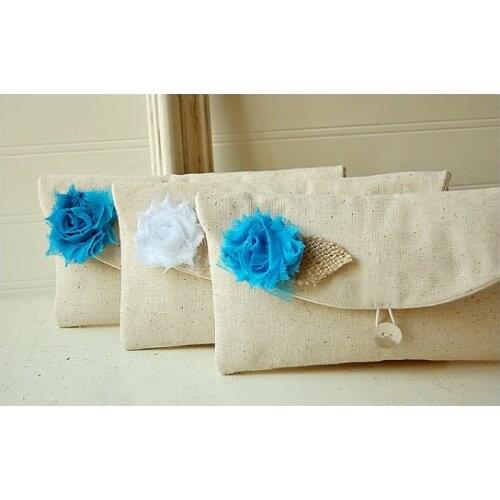 Set of 8 lace wedding shabby chic Bride bridemaid clutch Purses makeup toiletry kits Gift Make Up Bags choose your flower color