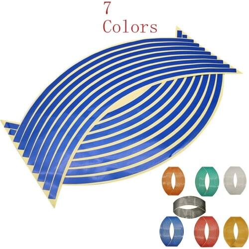 16Pcs Motorcycle Car Wheel Tire Stickers Reflective Rim Tape Moto Auto Decals For Suzuki GSXR750 VZ800 RM85 RM125 RM250