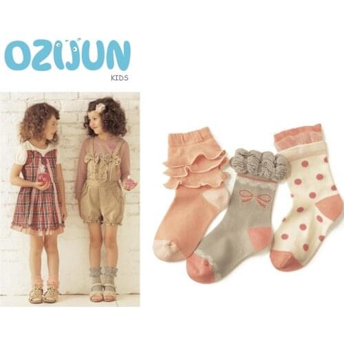 3 Pairs/lot Baby Girls Socks Anti Slip Cotton Lace Socks Multi-layer Lace Cute Princess Kids Girls Funny Socks 0-5 Years S/M/L