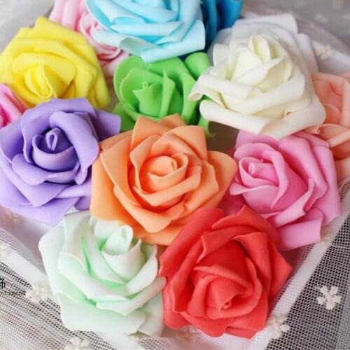New (30pcs/lot) 6CM Pretty Charming Artificial PE Foam Rose Flowers Bride Bouquet Home Wedding Decor Scrapbooking DIY Supplies