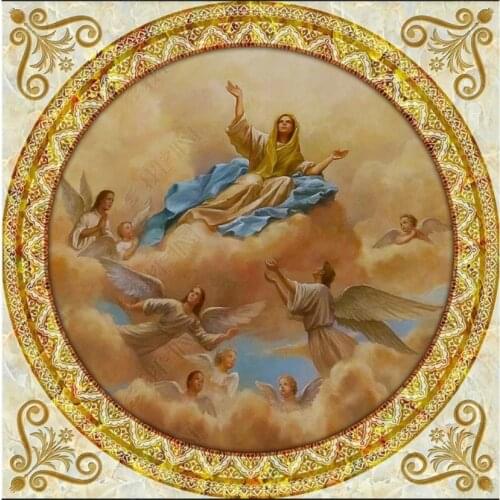 Custom ceiling wallpaper 3d ceiling murals wallpapers Angel fresco European marble pattern zenith fresco wall papers home decor