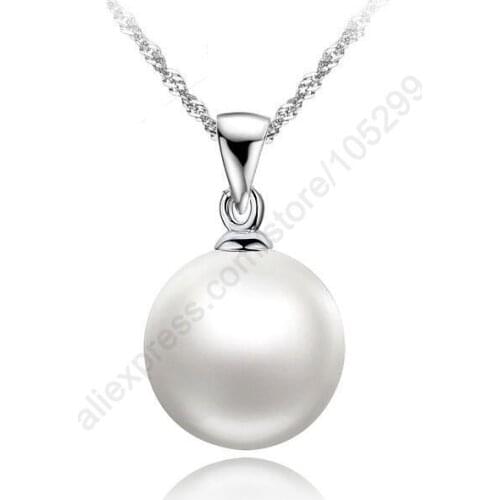 Promotion 925 Sterling Silver White Pearl Pendant Necklaces 18 inch 925 Sterling Silver Singapore Necklace Chains Wholesale
