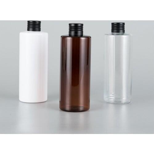 250ML X 24 Empty Plastic Shampoo Cosmetic Bottles Black Aluminum Caps Lotion Container DIY Essential Oil Bottles Containers