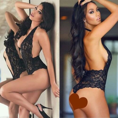 S-XL Sexy Lingerie Hot Erotic Dress For Sex Women Underwear Halter Plus Size Transparent Lace Langerie Porno Babydoll Costumes