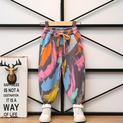 Toddler Girls Pants Graffiti Pattern Childrens Pants For Girls Spring Pants For Children Casual Style Girls Clothes