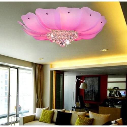 Modern Lotus Flower Ceiling Light With Glass Lampshade Gold Ceiling Lamp for Living Room Bedroom lamparas de techo abajur