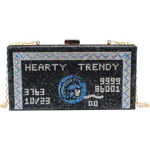 Bags for Woman AMEX Centurion Card Women Crystal Clutch Purse Metal Box Evening Bags Wedding Party Handbags Cocktail Dinner Bag