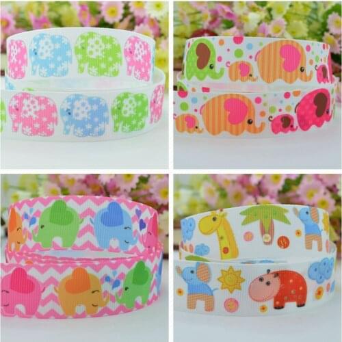 SUPWRF 16 22mm 38 50 75mm Elephant animal Printed grosgrain ribbon hair bow DIY hair accessories decoration 50 Yards B0929